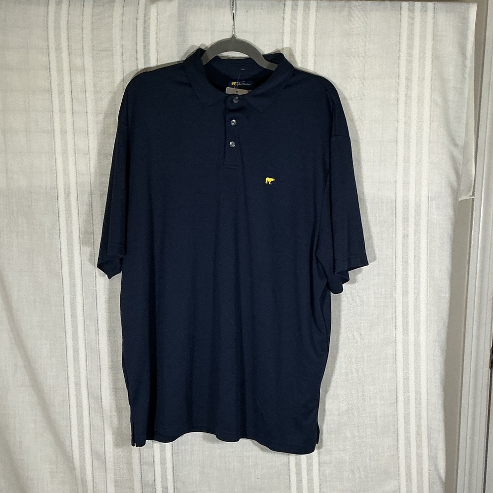 Men's Navy Polo with Yellow Logo Accent